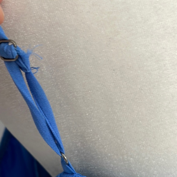 Adelyn Rae Blue Chiffon Tiered Ruffle Open Cold Shoulder Above Knee Dress - Picture 6 of 13